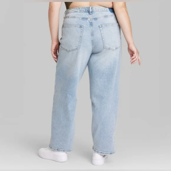 NWT Wild Fable 90s Relaxed High Rise Straight Jeans Slashed 22 - Picture 2 of 10